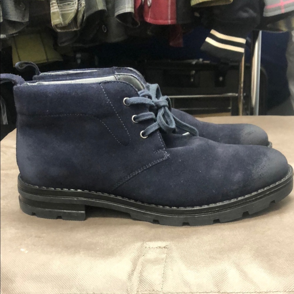 Vintage Foundry Co. Blue Chukka Boots with Suede Finish.